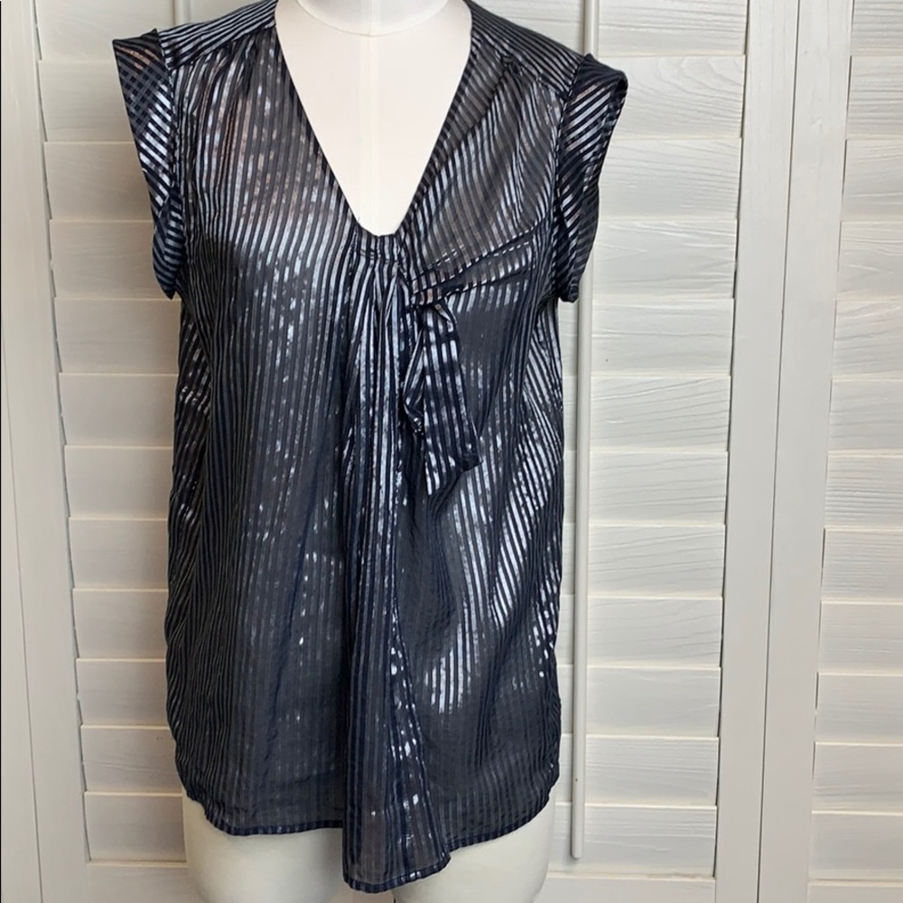 Jcrew Black sheer shimmer blouse Silk blend Size S